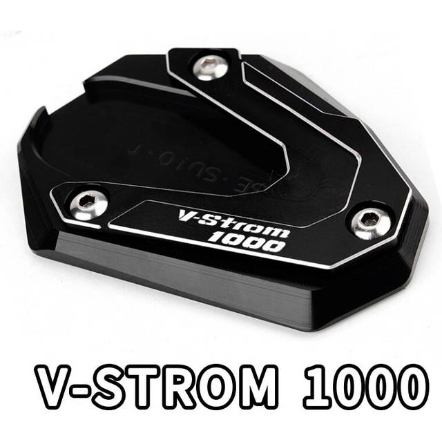 (Black) Motorcycle Foot Side Stand Extension Pad Kickstand Plate For Suzuki V-Strom