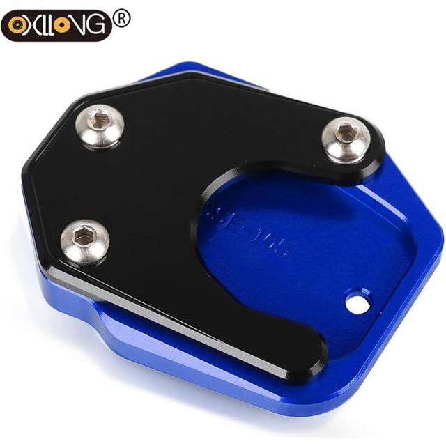 (blue black) Motorcycle CNC Kickstand Foot Side Stand Extension Pad Support Plate For