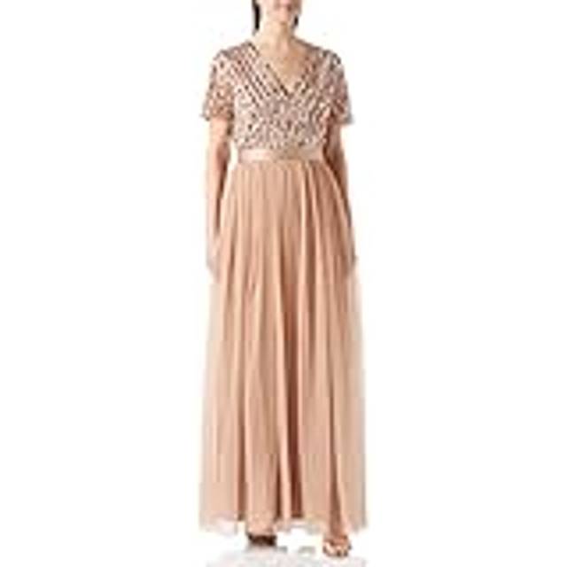 Maya Deluxe Stripe Embellished Sash Belt Maxi Dress
