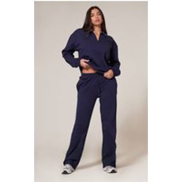 Navy Premium Wide Leg Sweat Joggers, Blue