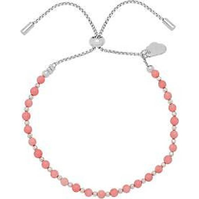 Amelia gemstone bracelet - coral - pink & silver plated - estella bartlett