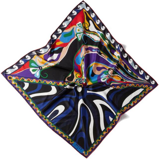 PUCCI - large Marmo and Orchidee-print scarf - women - Silk - One Size - Black