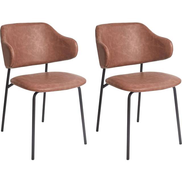 Set of 2 Dining Chairs KENAI Faux Leather Brown