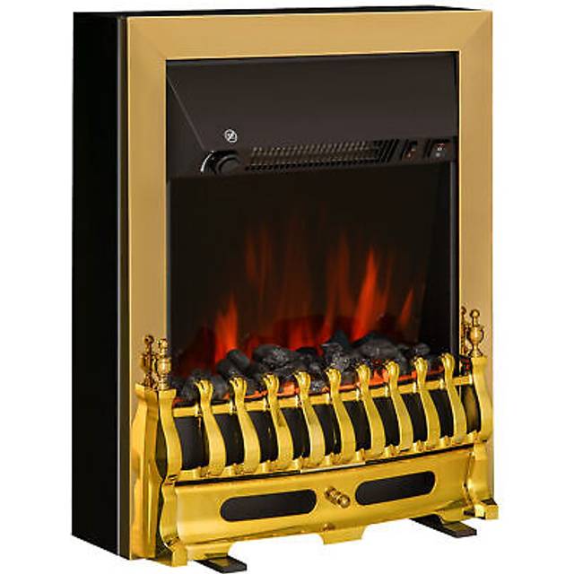 Homcom Electric Fireplace 1 & 2kw Led Fire Flame For Living Room Golden