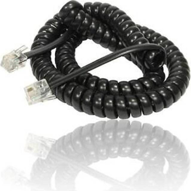 1m rj10 to rj10 telephone handset coiled cable - black -