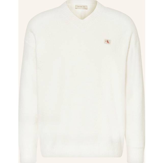 Cotton Bouclé V-Neck Jumper - White - XXS