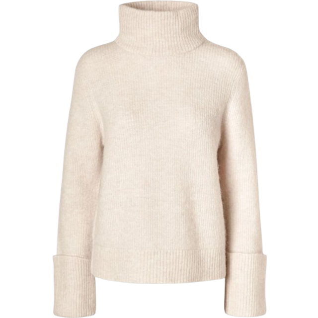 Selected FEMME - Tröja slfSia Ras LS Knit High Neck - Grå