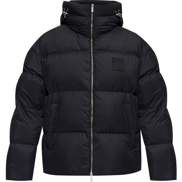 Off-White - logo puffer jacket - men - Polyester - 52 - Black