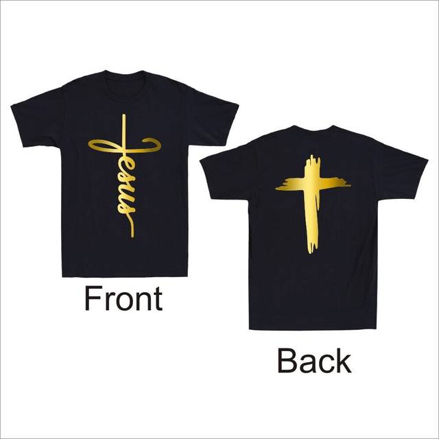 Jesus God Lover Christian Cross Faith Religious Front & Back Print Men's T-shirt