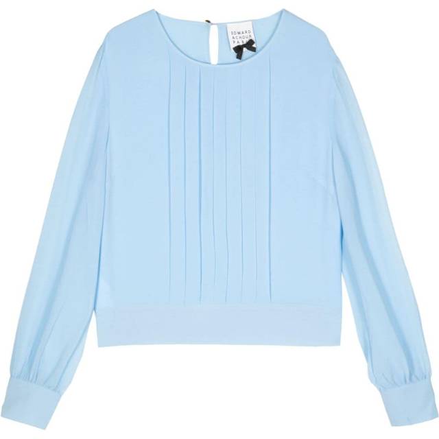 Edward Achour Paris - pleated long-sleeve blouse - women - Polyester - 40 - Blue