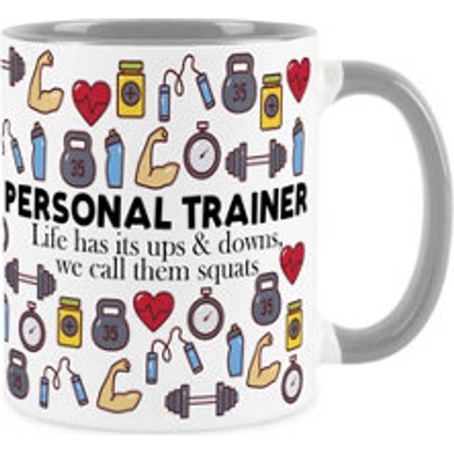 Personal trainer mug - humourous gym trades funny novelty gift grey cup