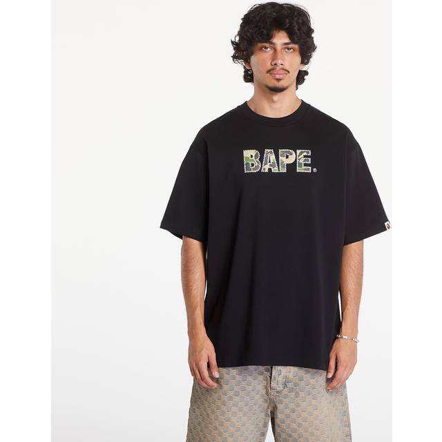 T-shirt A BATHING APE Rhinestone Logo Relaxed Fit Short Sleeve Tee Black XL (XL)