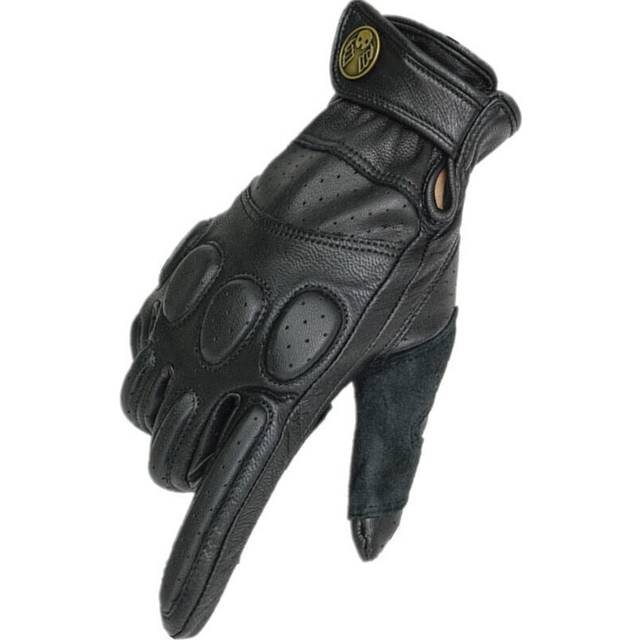 (606 Black, M) Retro Cowhide Motorcycle Gloves Safe Comfortable Motocross Gloves Guantes Moto Men Outdoor Riding Touch Screen Gloves