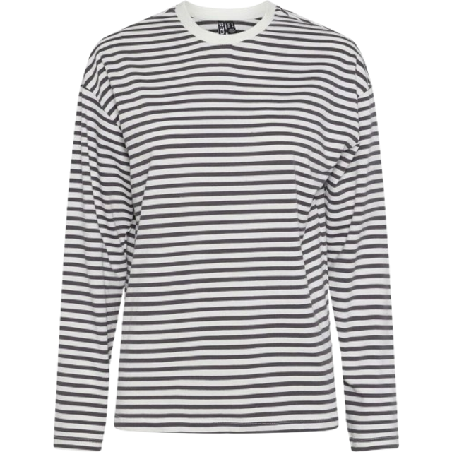 PIECES Pcsadie Ls Top Noos, Cloud Dancer/Stripes: magnet, L