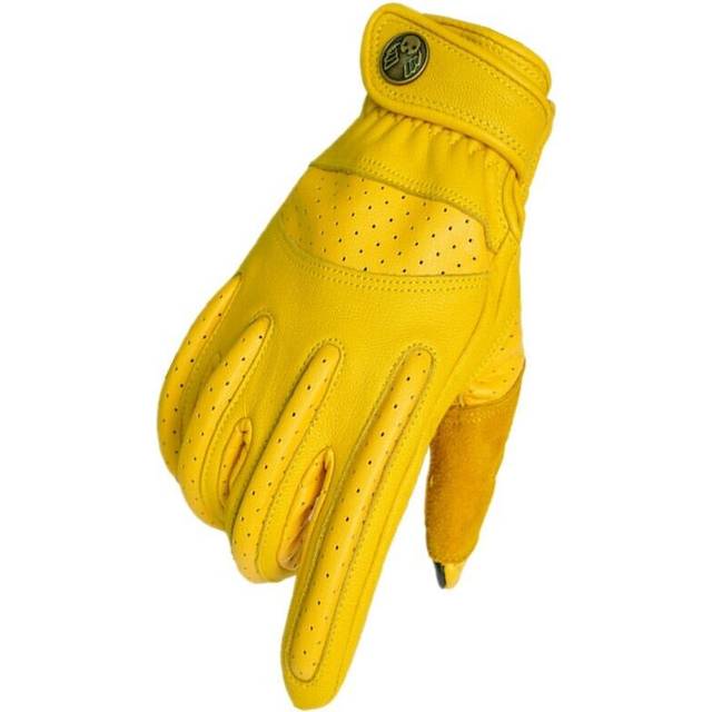 (605 1, M) Retro Cowhide Motorcycle Gloves Safe Comfortable Motocross Gloves Guantes Moto Men Outdoor Riding Touch Screen Gloves