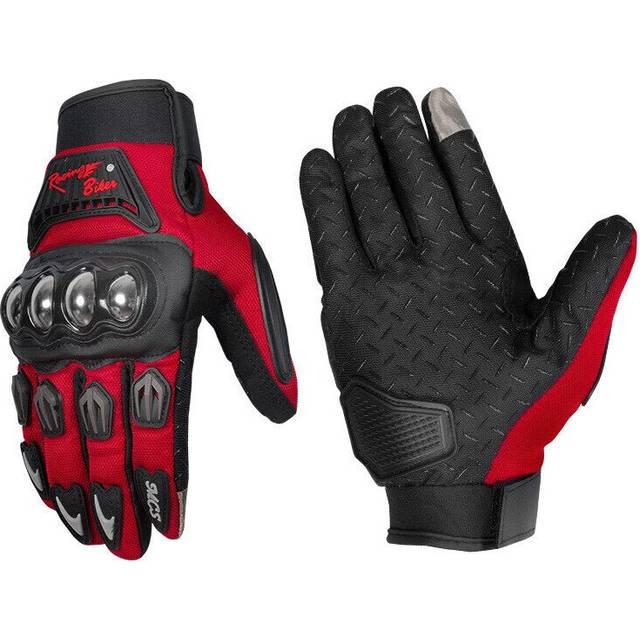 (SC26-Red, L) Touch Screen Motorcycle Gloves Stainless Steel Non-slip Outdoor Sports Riding Cross Dirt Bike Racing Guantes Moto Glove