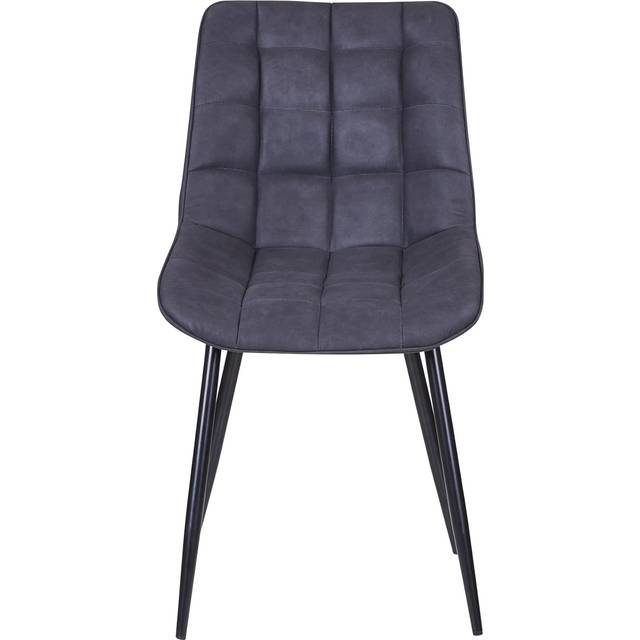 set of 2 Faux Matte Suede Leather Dining Chairs with Padded Seat and Metal Legs ALBA SLATE