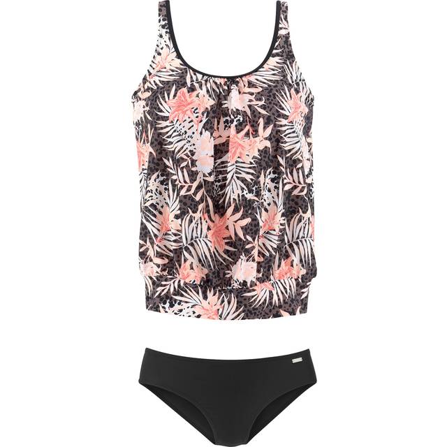 Buffalo Oversized Tropical Print Tankini Set - Brown Print