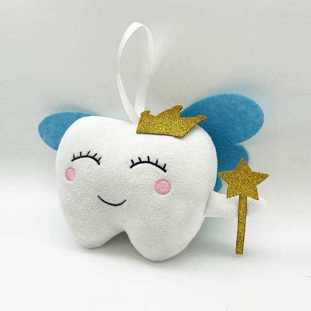 (Blue) The Tooth Fairy Filling Plush Doll Figure Cartoon Character Cotton Stuffed Toy