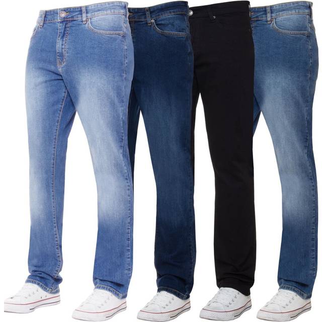 (40W / 30L, Dark Stonewash) Kruze Mens Straight Leg Stretch Jeans Regular Fit  Denim Pants