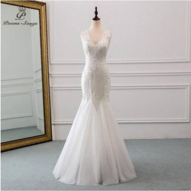 (Ivory) New beautiful sequined lace wedding dress 2020robe mariage  Vestido de noiva Mermaid wedding dresses for wedding  robe de mariee