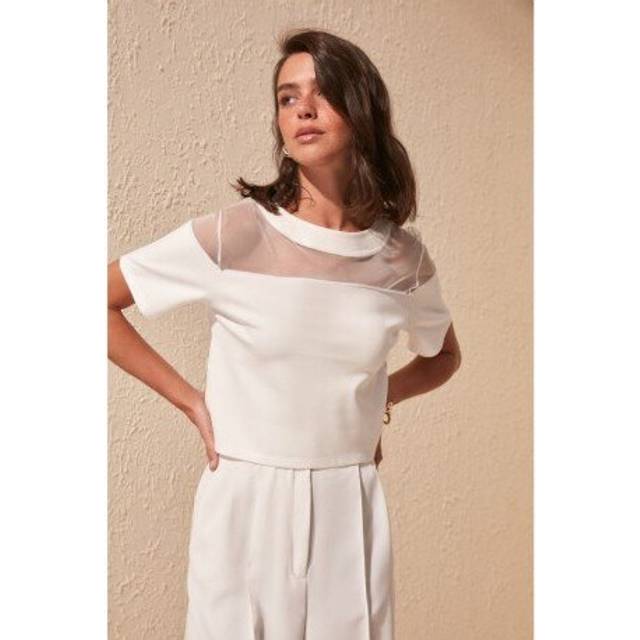 (M, Black) Trendyol Transparan Detailed Knitted Blouse TWOSS20BZ0788