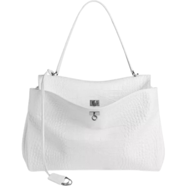 Balenciaga Rodeo Large Handbag Crocodile Embossed - White - Women's - Calfskin