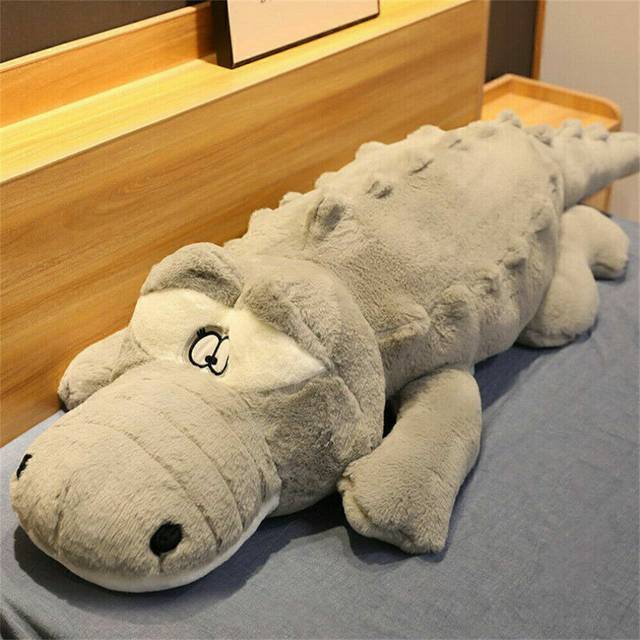 (Grey 60cm) Crocodile Plush Toy Kids Gifts Huge Pillows Animal Soft Stuffed Dolls Boys Girls