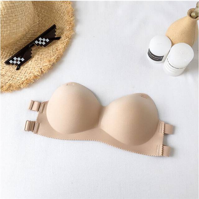 (one size white) Sexy Backless Invisible Bra Push Up For Women Lingerie Seamless Brassiere No Sewing Bra Black Strapless Bandeau