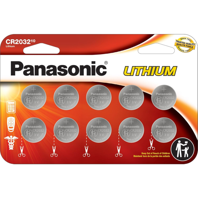 10 pieces of panasonic cr2032 3V button cell lithium batteries