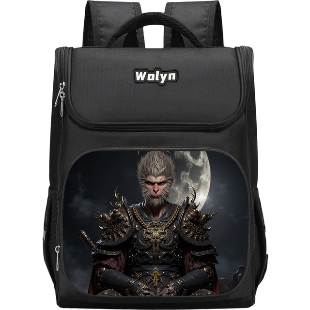 (Style M) Myth Black Wukong Pattern Children Backpack Large Capacity Bag Oxford Cloth