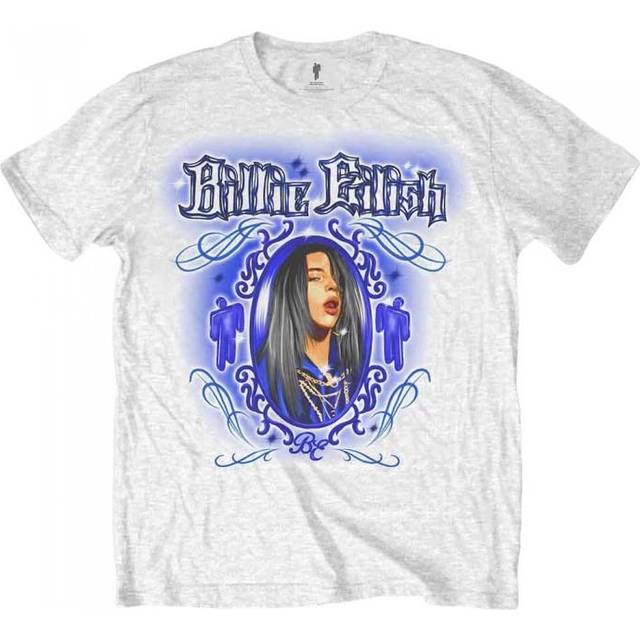 Billie Eilish Unisex Adult Airbrush Photograph Cotton T-Shirt S vit