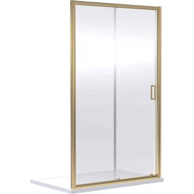 6mm Toughened Safety Glass Reversible Sliding Shower Door - 1000mm - Brushed Brass