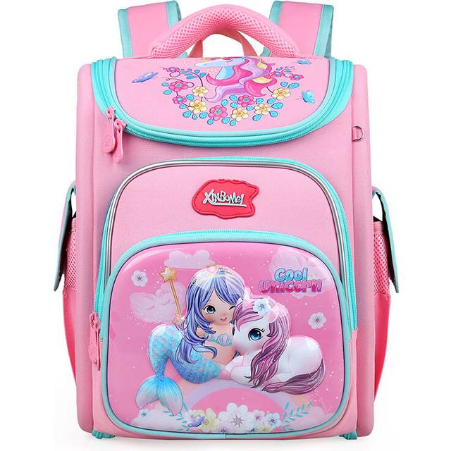 (Pink) Adorable 2024 New Childrens Cartoon Print Backpack In Trendy Colors With High Quality Fabric