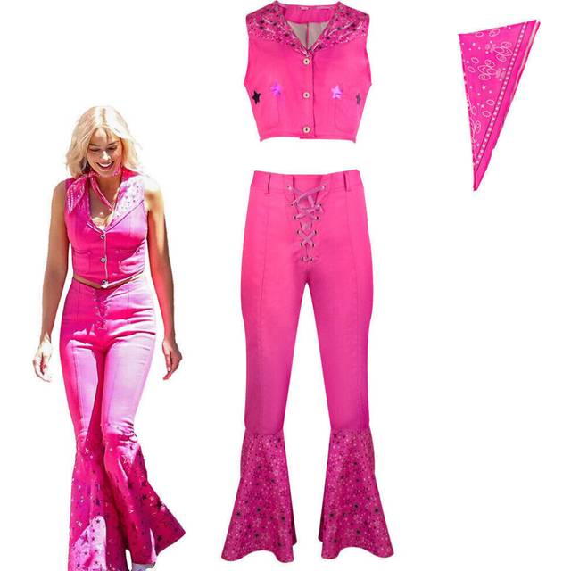 (Barbie Costume , M) 2023 Movie Barbie Ken Cosplay Halloween Costume Uniform Mens Womens Fancy Dress