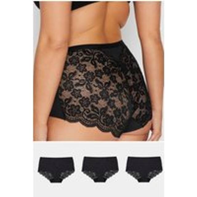 Yours 3 Pack Curve Black Lace Full Briefs - 14-16