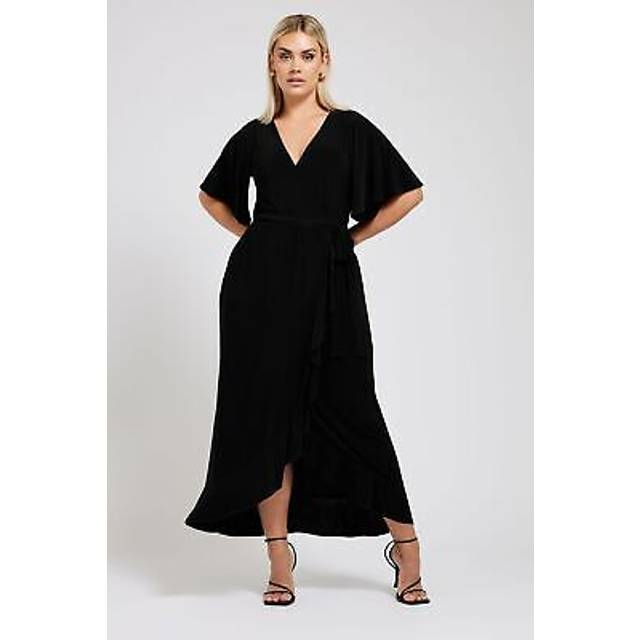 Yours London Curve Black Ruffle Hem Maxi Dress, Women's Curve & Plus Size, Yours London - 24