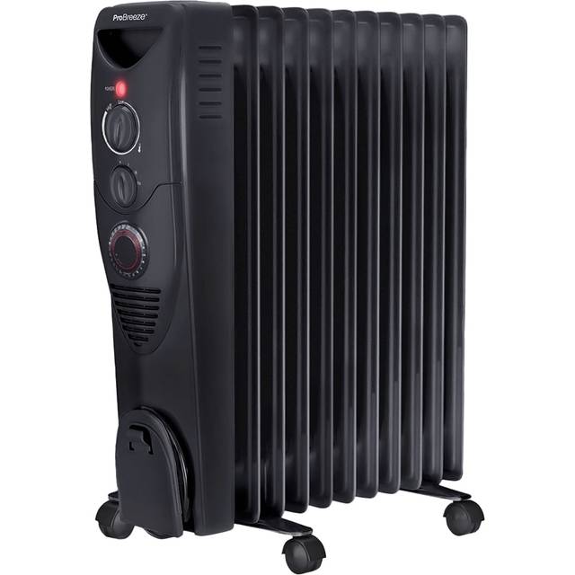 2500W Oil Filled Radiator Heater with 11 Fins - Black