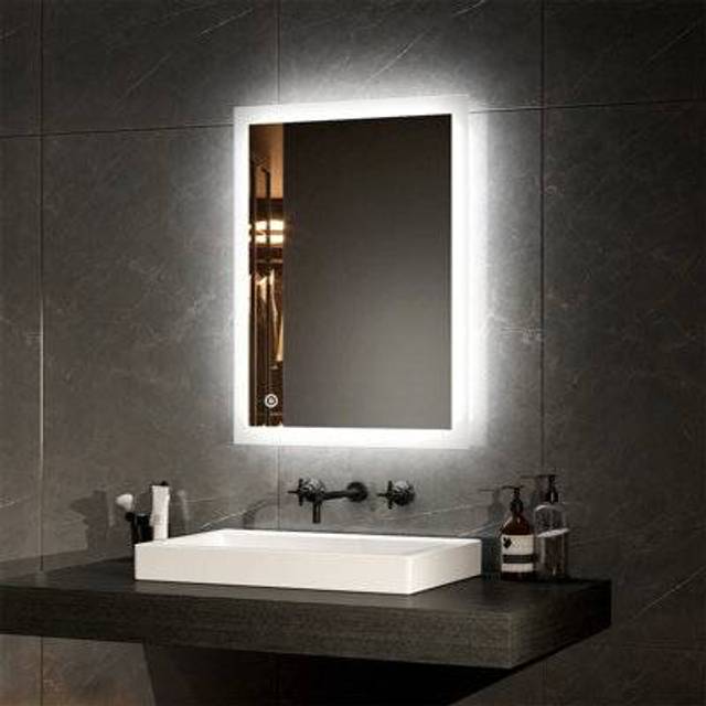 Emke Illuminated Bathroom Mirror With Light Bathroom Led Mirror With Touch Switch Demister 450X600mm - One Size