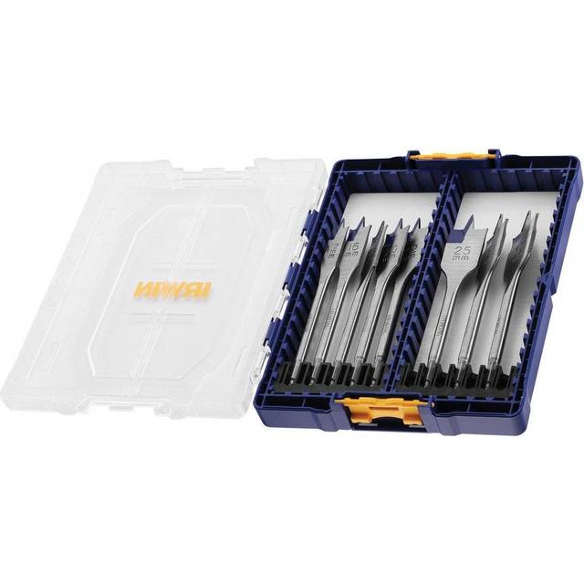 8 Piece Blue Groove Flat Bit Set 4 x Faster Cut 12 - 32mm Tough Case TStak - Irwin