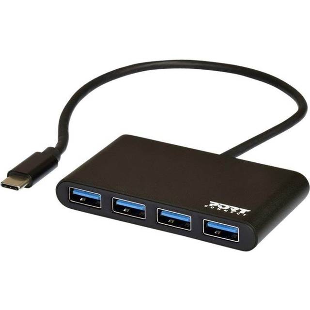 PORT Connect USB HUB 4 PORTS TYPE C - Hubb - 4 x SuperSpeed USB 3.0 - skrivbordsmodell