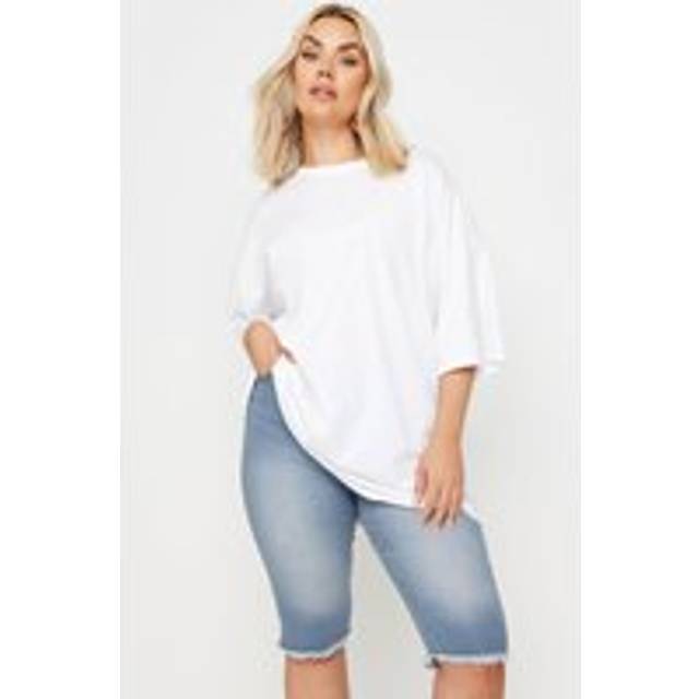 Yours Curve Light Blue Denim Stretch Ava Cycling Shorts, Women's Curve & Plus Size, Yours - 30-32