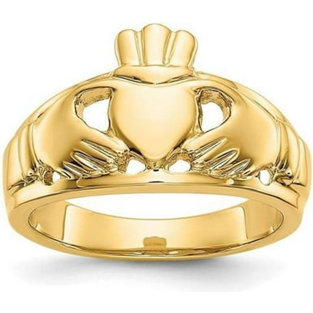 14K Yellow Gold Polished Ladies Claddagh Ring - Size 6