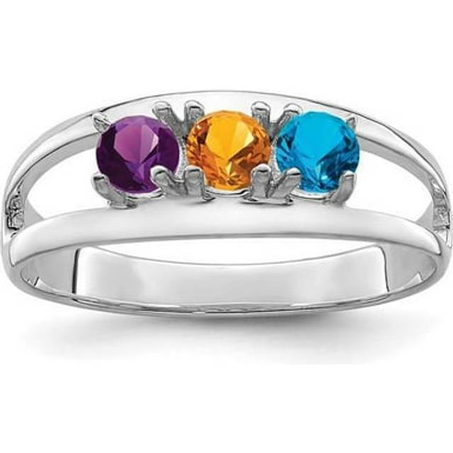 XMR7-3W-7 14K White Gold Polished 3-Stone Mothers Ring Mounting - Size 7