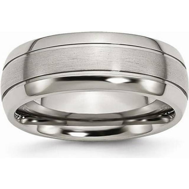 8 mm Titanium Grooved Brushed & Polished Band, Size 8