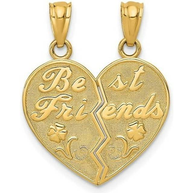 14K Yellow Gold Best Friend S Heart Break Apart Pendant
