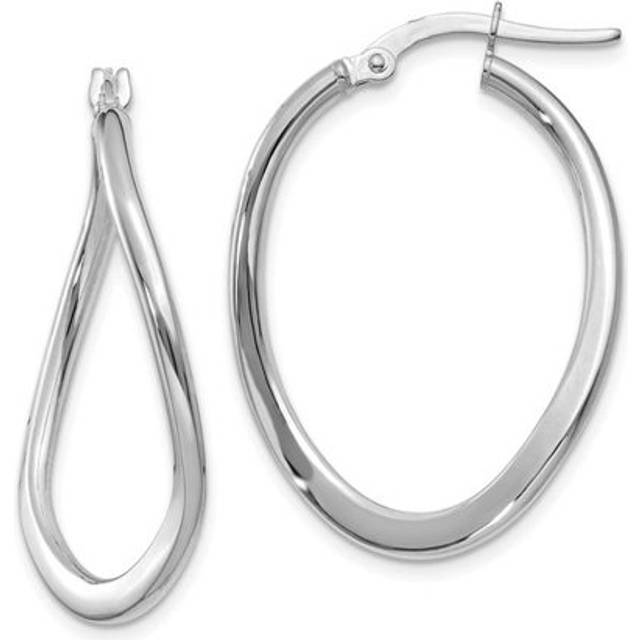 14K White Gold 2 mm Tapered Twist Hoop Earrings