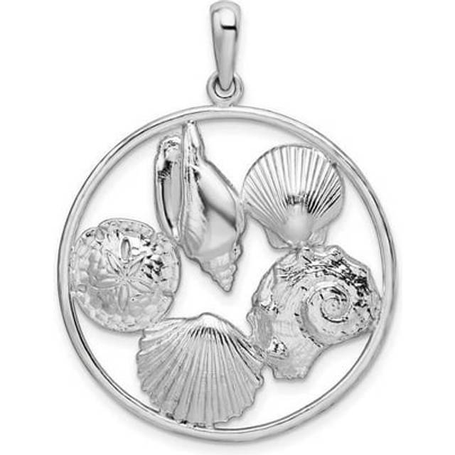 Sterling Silver Polished Shells Round Pendant