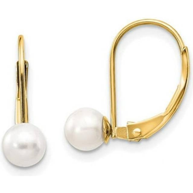14K Yellow Gold 5-5.5 mm Pearl Leverback Earring Mounting