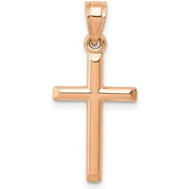 14K Rose Gold Polished Hollow Cross Pendant